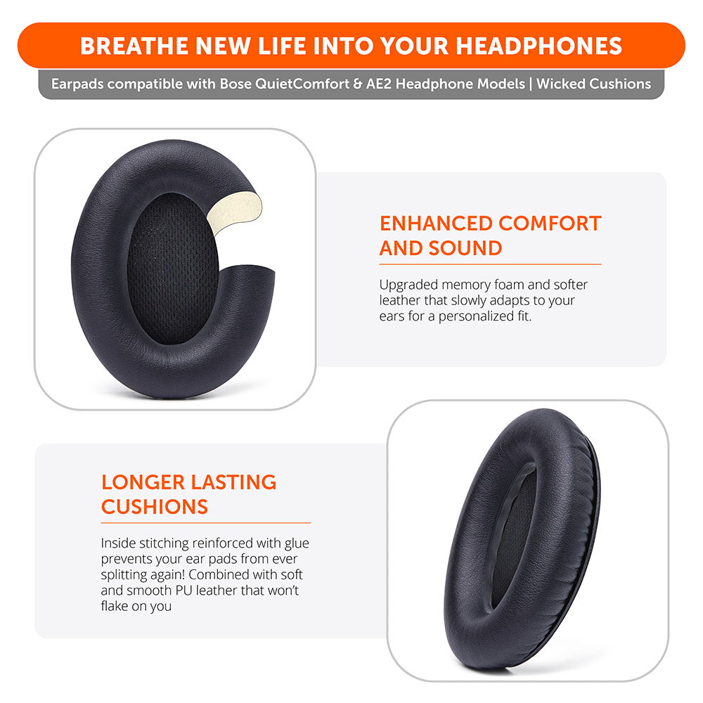 Wicked Cushions Replacement Earpads For Bose QC15 Headphones