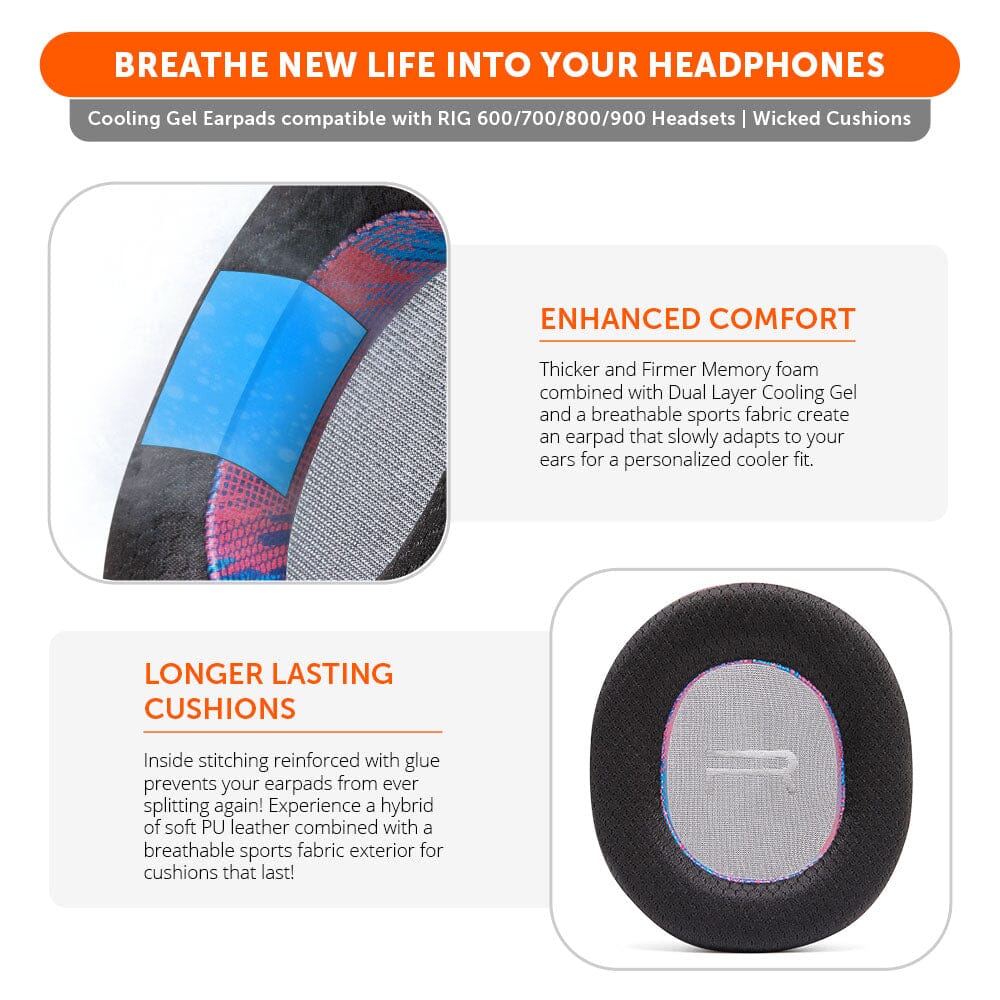 Wicked Cushions RIG 600, 700, 800 & 900 Series Earpads - WC FreeZe Cooling Gel