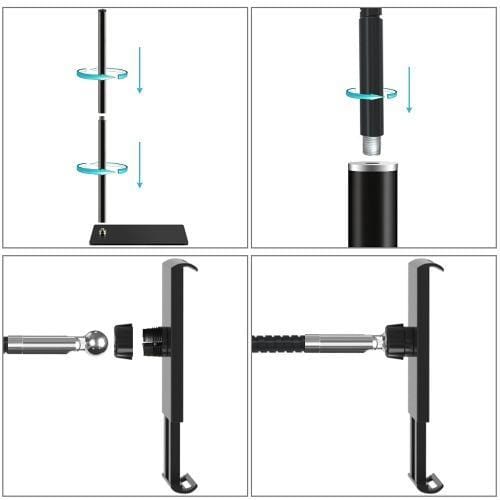 Assembly details for the SaharaCase floor stand pole and holder