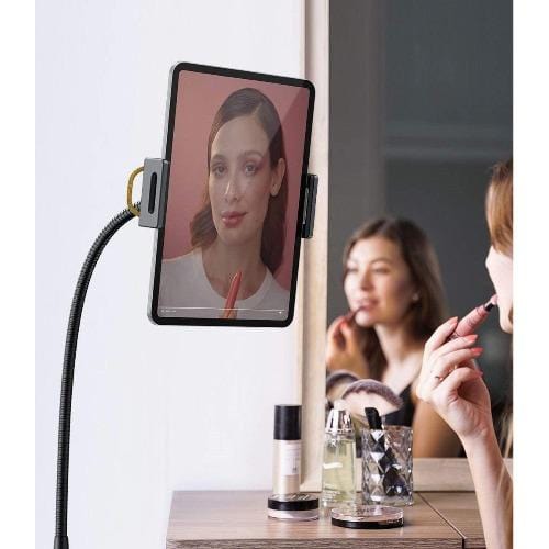 SaharaCase floor stand holding a tablet for a video call