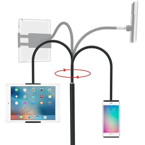 Flexible gooseneck positioning examples with a phone and tablet