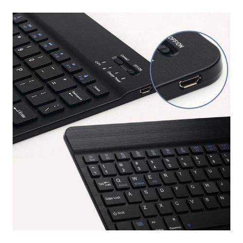 SaharaCase Bluetooth keyboard charging port and key detail