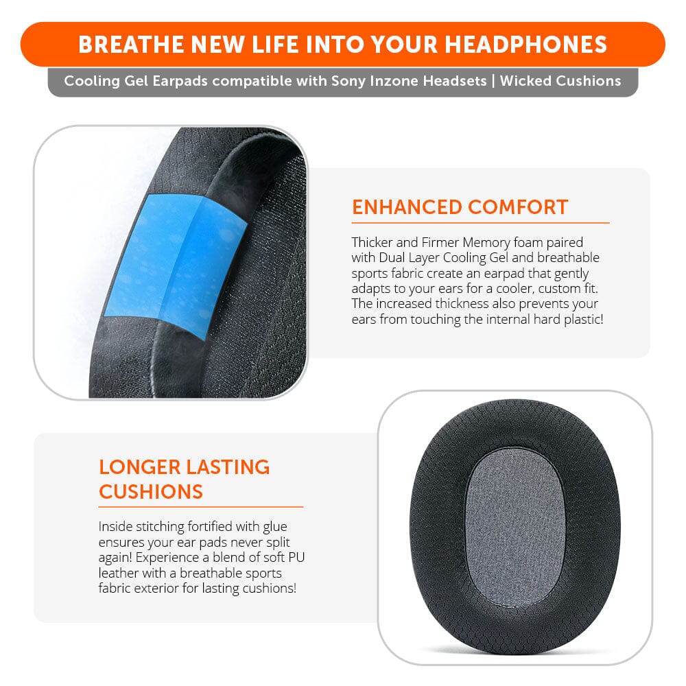 Wicked Cushions Sony Inzone H9 Earpads - WC FreeZe Cooling Gel