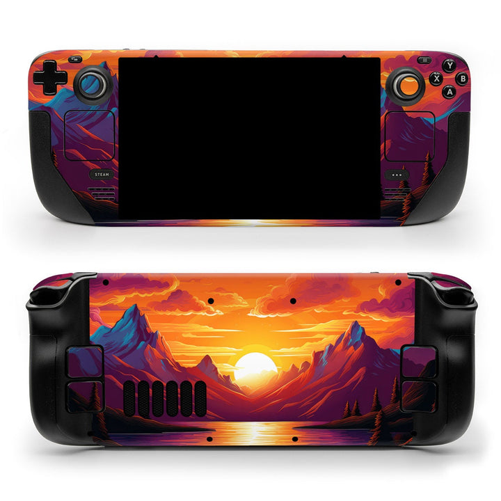 DecalGirl Brilliance skin shown on the front and back of a Valve Steam Deck