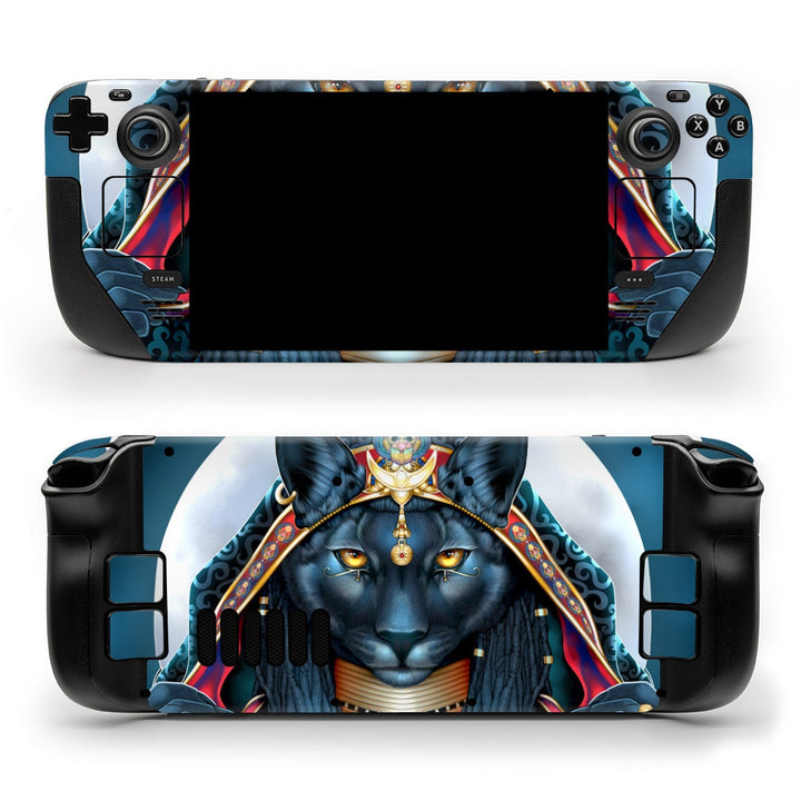DecalGirl Cleo skin shown on the front and back of a Valve Steam Deck