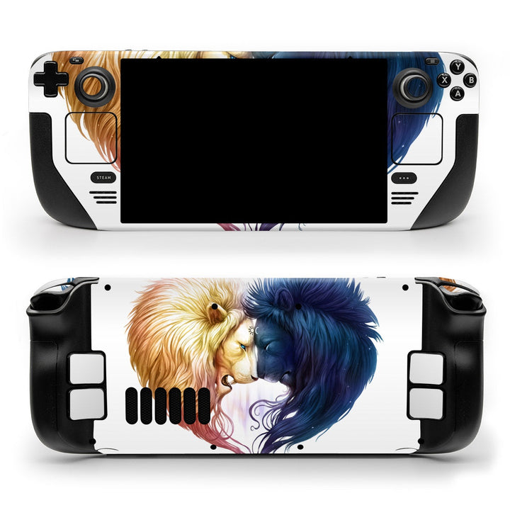DecalGirl Day And Night skin shown on the front and back of a Valve Steam Deck