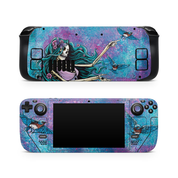 DecalGirl EtherealBeauty skin shown on the front and back of a Valve Steam Deck