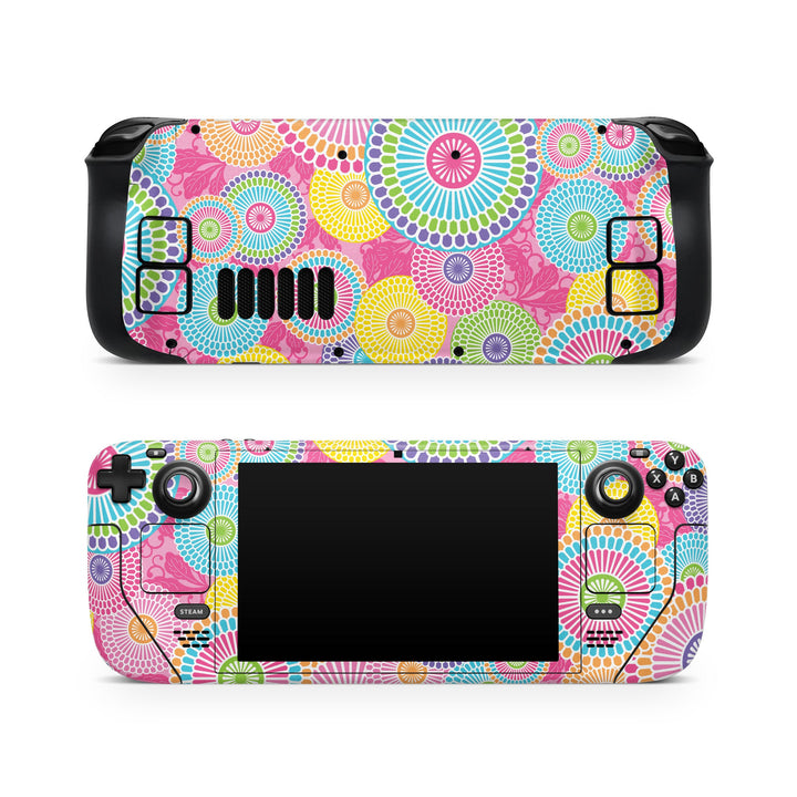DecalGirl Kyoto Springtime skin shown on the front and back of a Valve Steam Deck