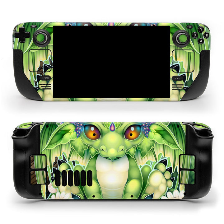DecalGirl Love Your Inner Child skin shown on the front and back of a Valve Steam Deck