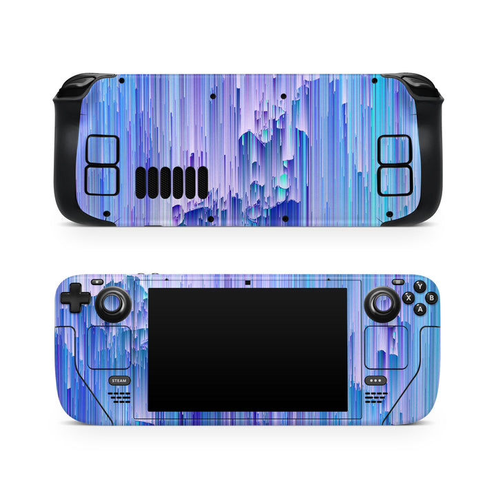 DecalGirl Lunar Mist skin shown on the front and back of a Valve Steam Deck