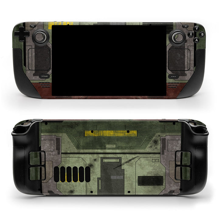 DecalGirl Slave I skin shown on the front and back of a Valve Steam Deck