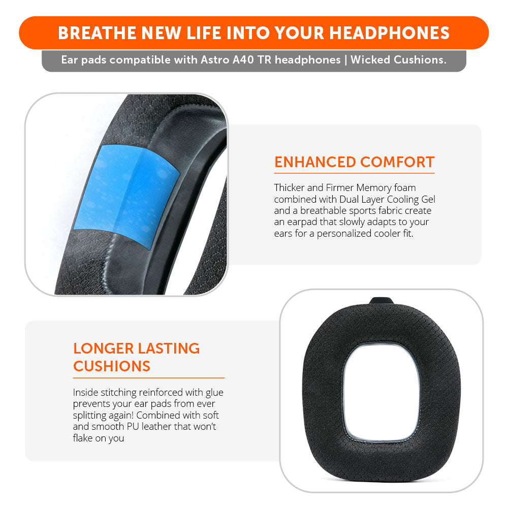 Wicked Cushions Astro A40 TR Earpads - WC FreeZe Cooling Gel