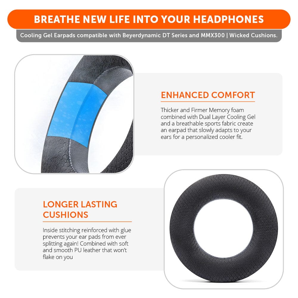 Wicked Cushions WC FreeZe DT770 - Cooling Gel Ear Pads for Beyerdynamic Headphones