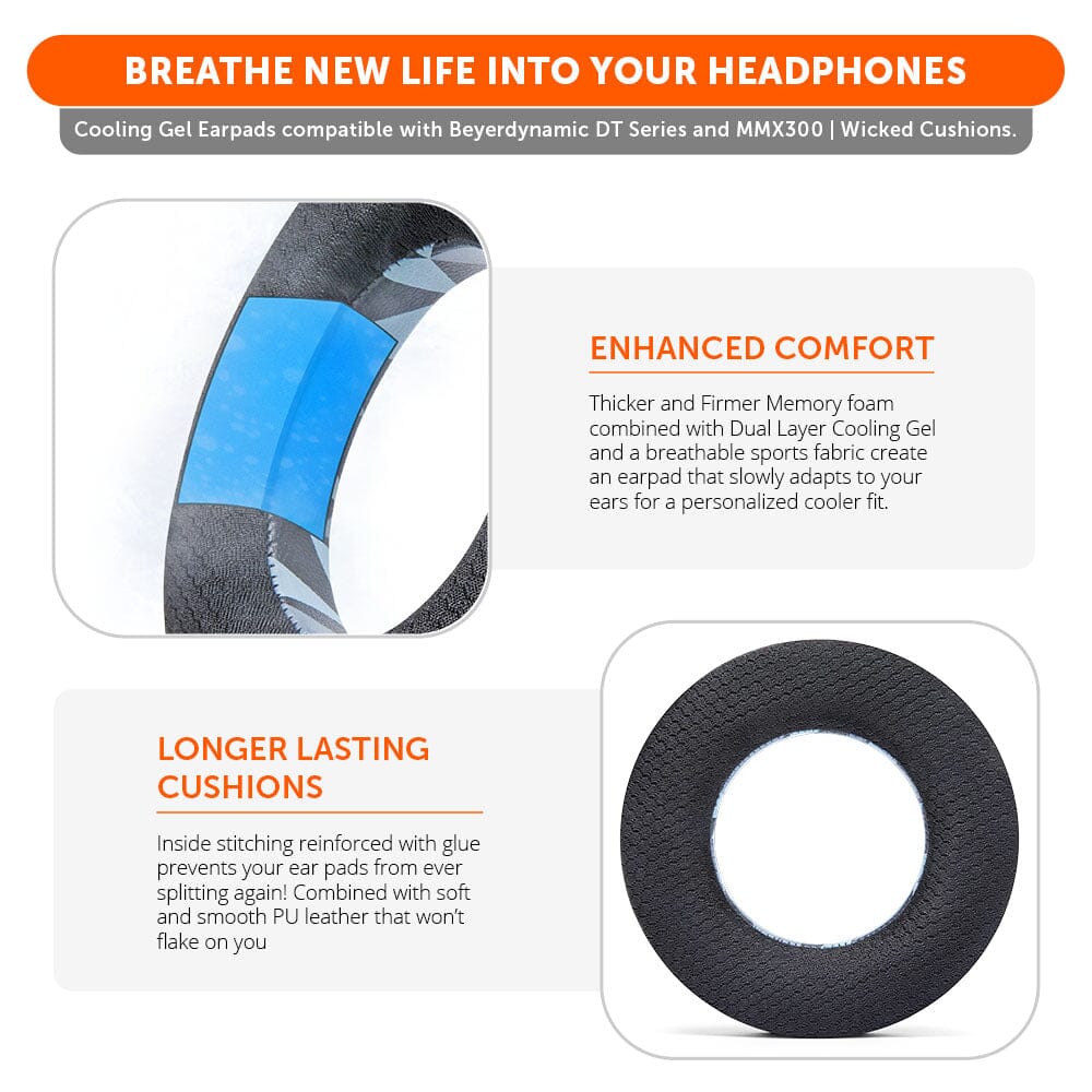 Wicked Cushions WC FreeZe DT770 - Cooling Gel Ear Pads for Beyerdynamic Headphones