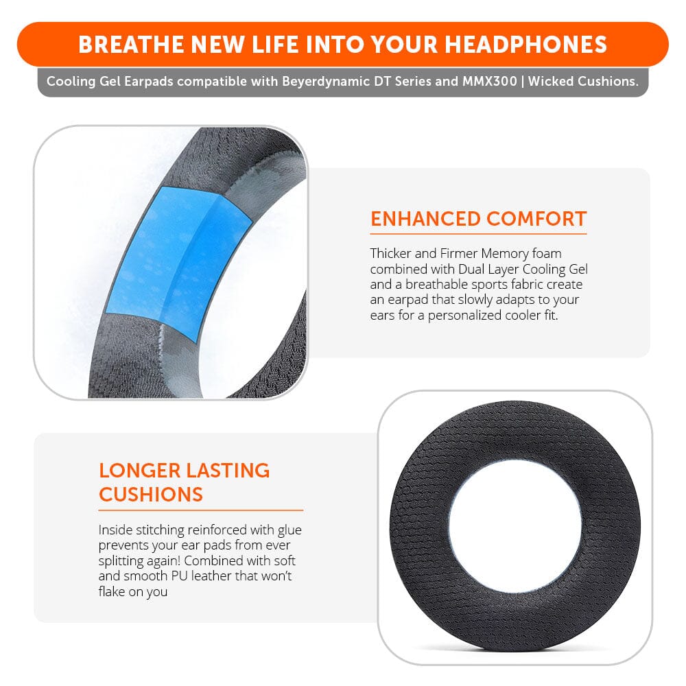 Wicked Cushions WC FreeZe DT770 - Cooling Gel Ear Pads for Beyerdynamic Headphones