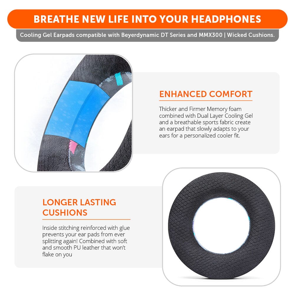Wicked Cushions WC FreeZe DT770 - Cooling Gel Ear Pads for Beyerdynamic Headphones