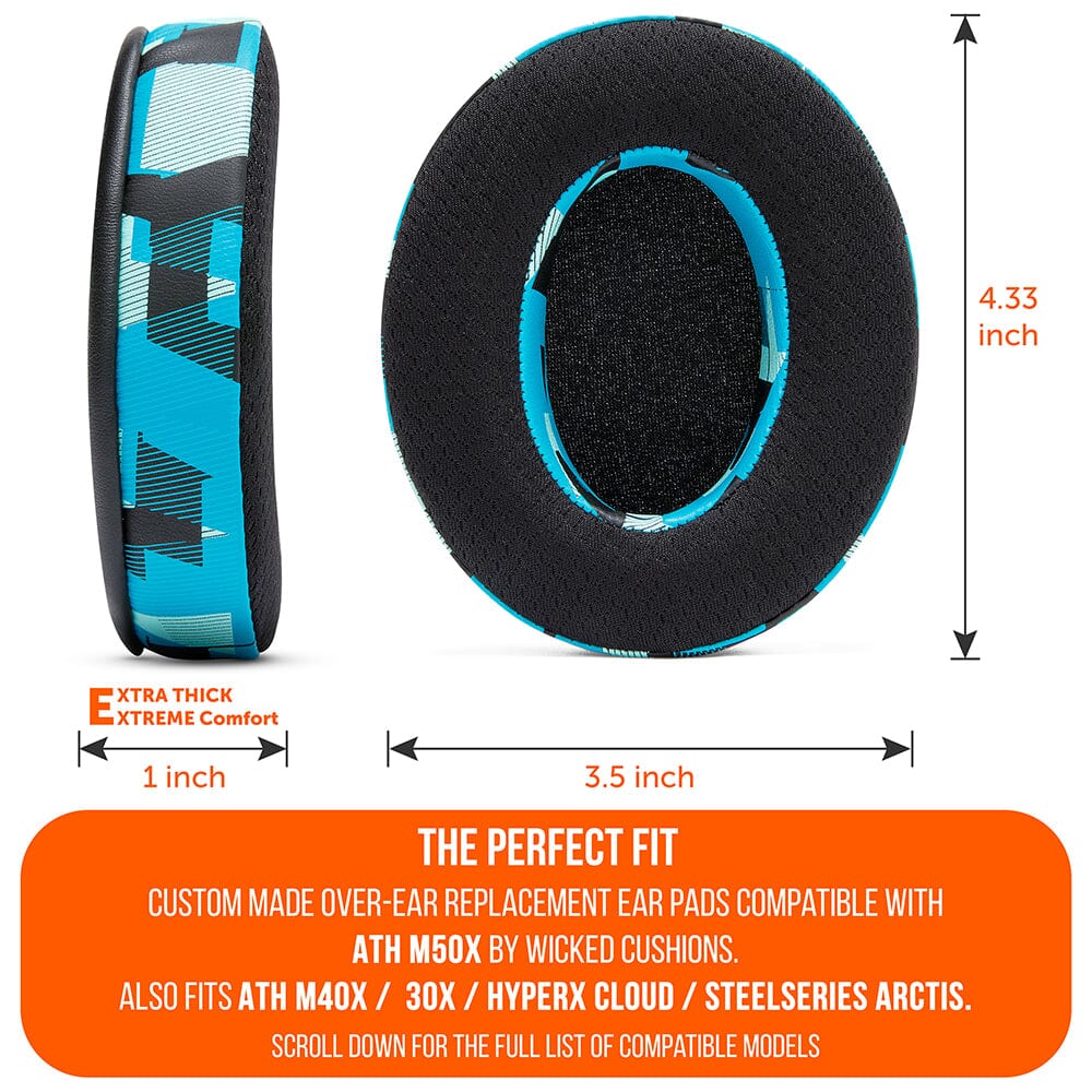 Wicked Cushions WC FreeZe - Hybrid Cooling Gel Infused Ear Pads for ATH M50X