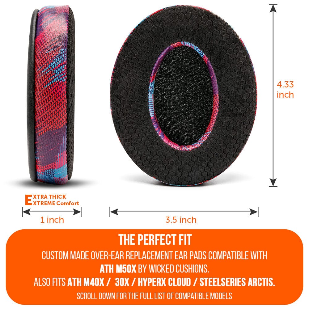 Wicked Cushions WC FreeZe - Hybrid Cooling Gel Infused Ear Pads for ATH M50X