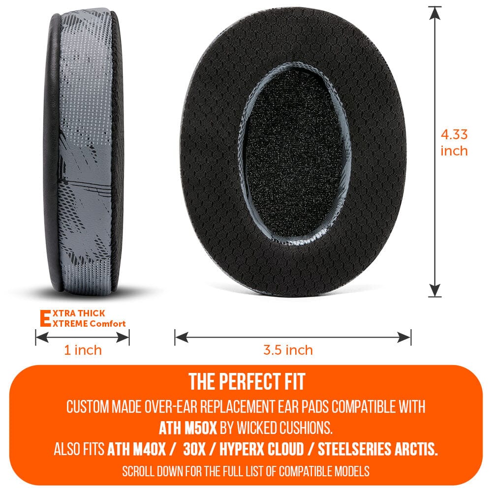 Wicked Cushions WC FreeZe - Hybrid Cooling Gel Infused Ear Pads for ATH M50X