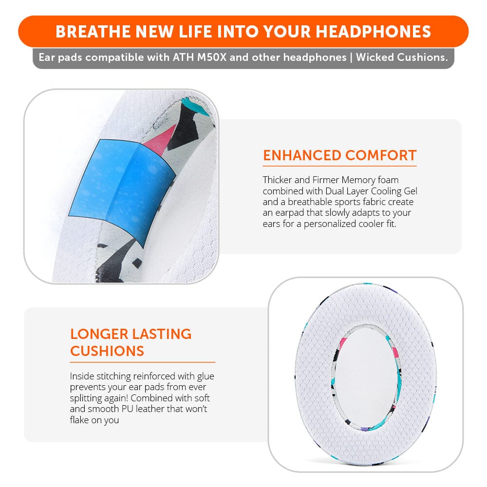 Wicked Cushions WC FreeZe - Hybrid Cooling Gel Infused Ear Pads for ATH M50X