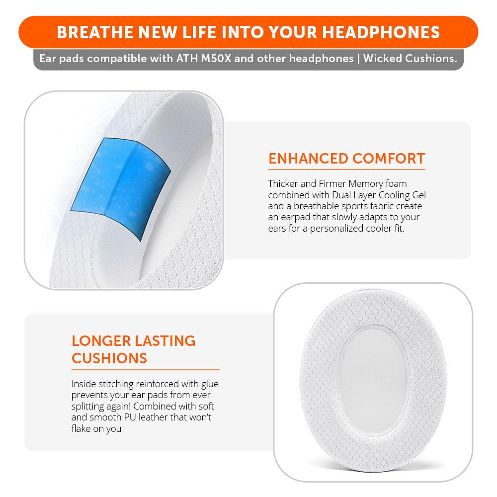 Wicked Cushions WC FreeZe - Hybrid Cooling Gel Infused Ear Pads for ATH M50X