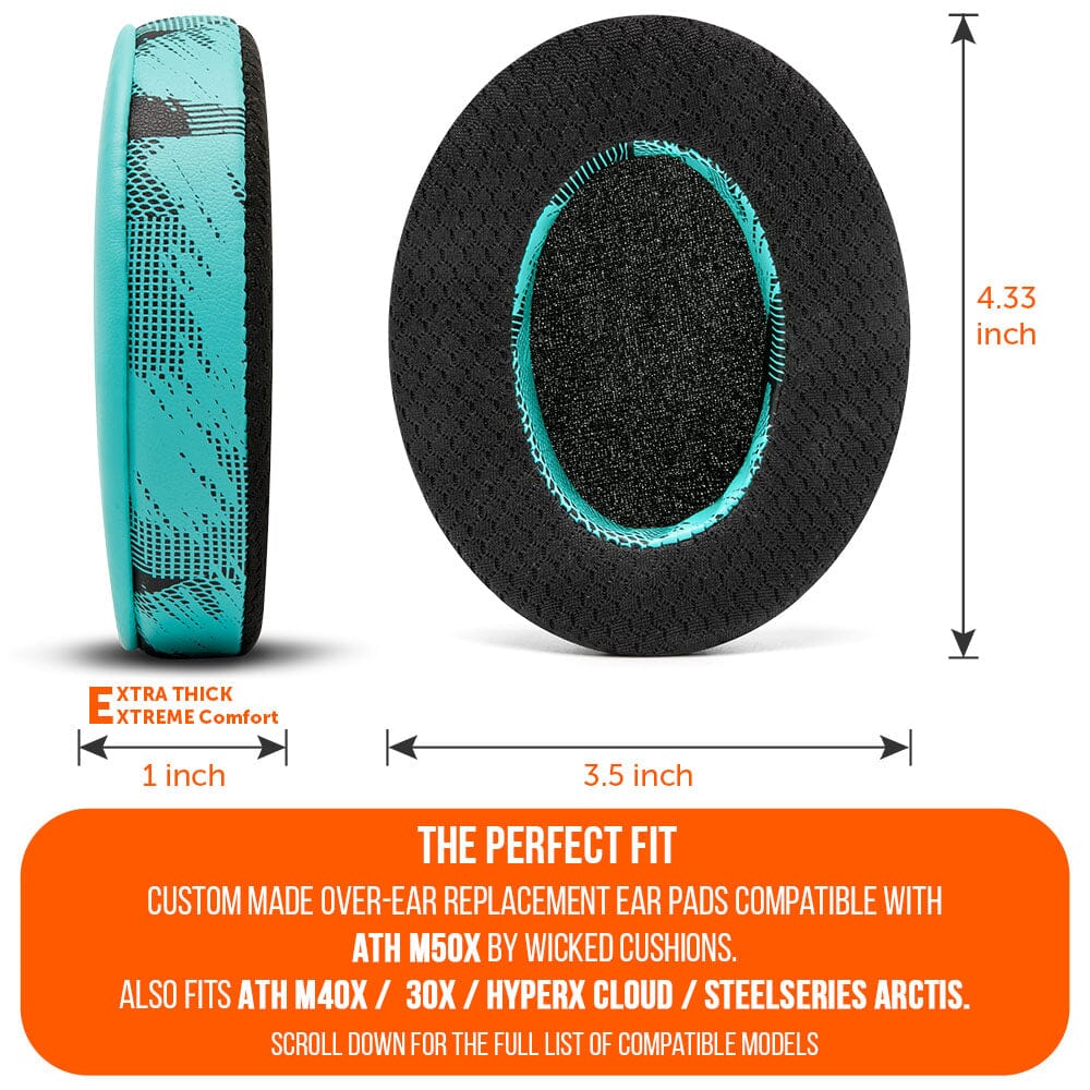 Wicked Cushions WC FreeZe - Hybrid Cooling Gel Infused Ear Pads for ATH M50X