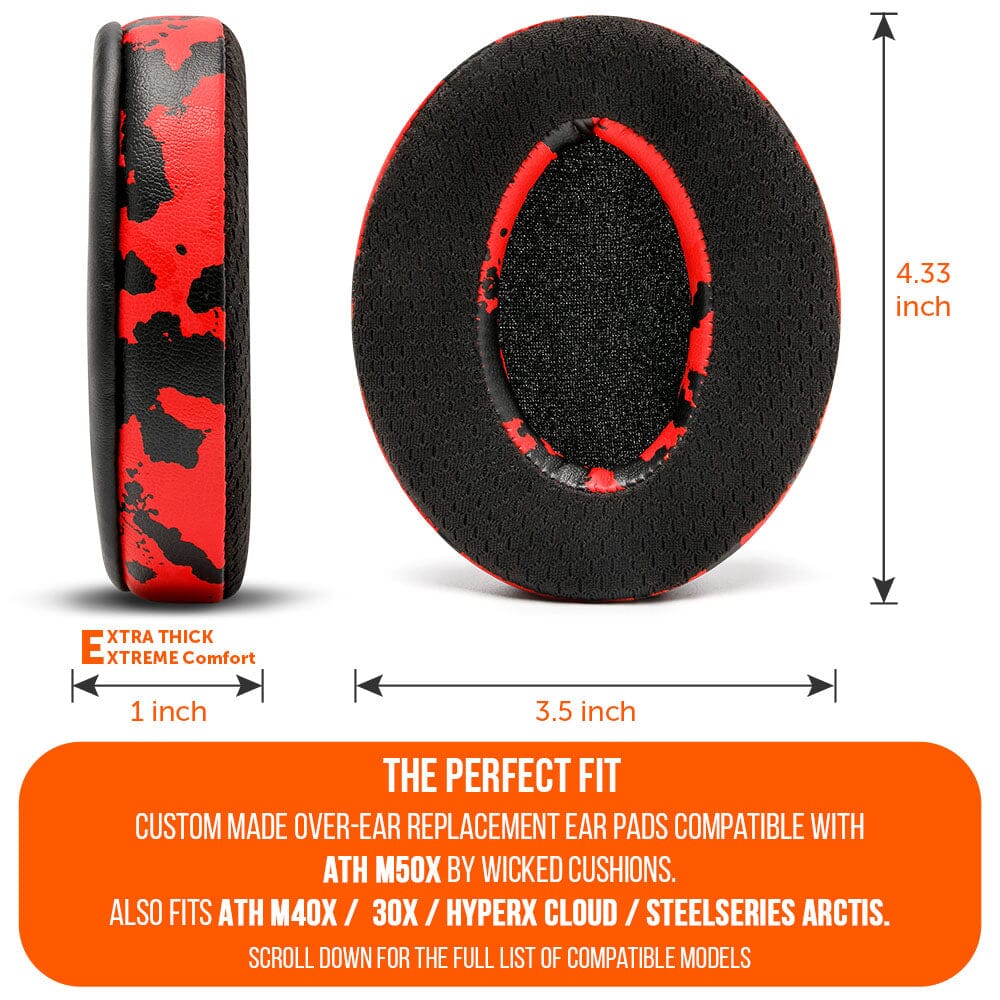 Wicked Cushions WC FreeZe - Hybrid Cooling Gel Infused Ear Pads for ATH M50X