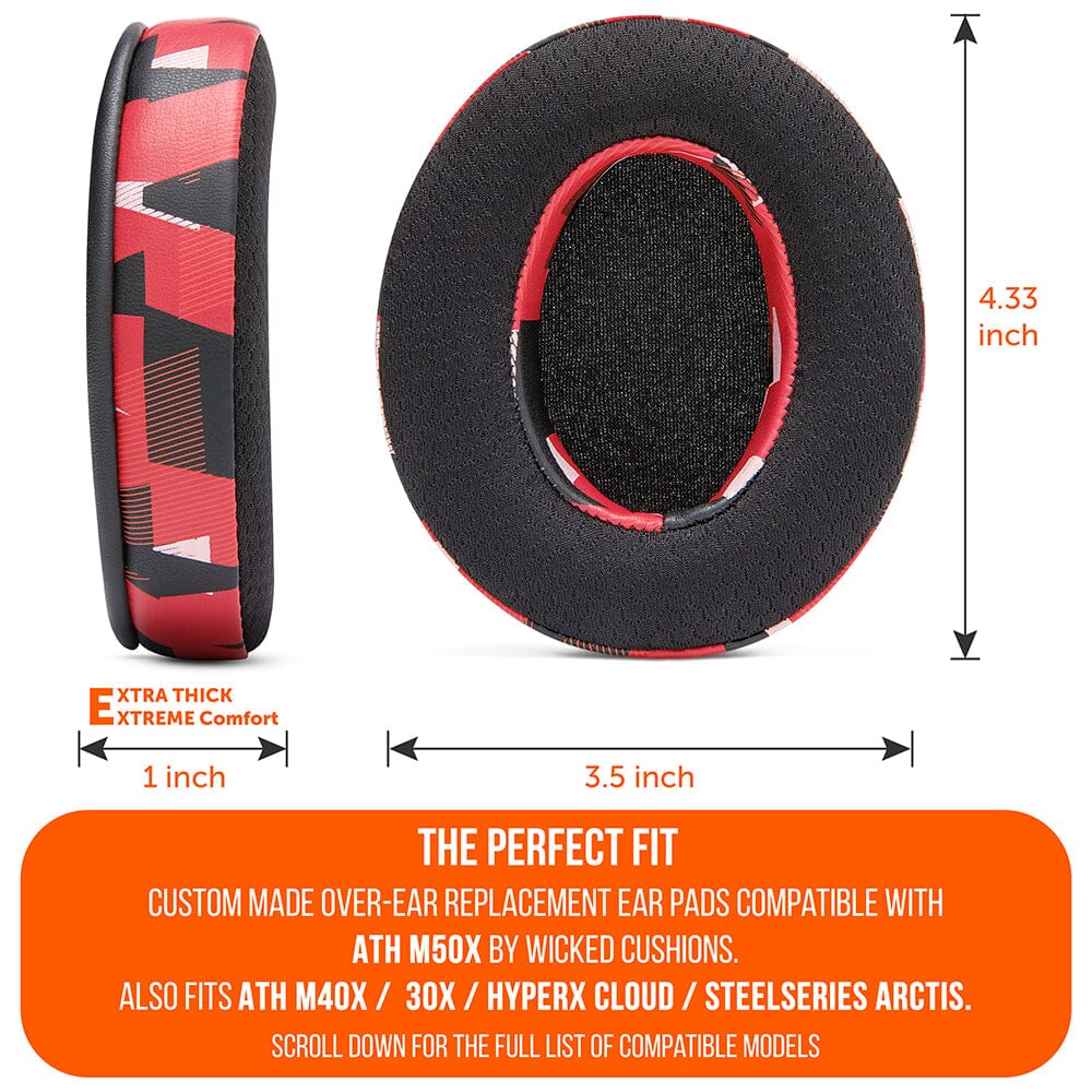 Wicked Cushions WC FreeZe - Hybrid Cooling Gel Infused Ear Pads for ATH M50X
