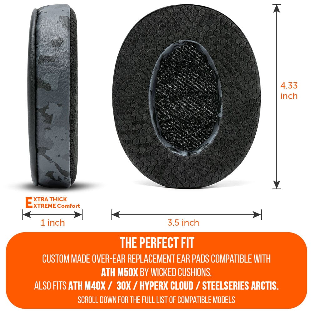 Wicked Cushions WC FreeZe - Hybrid Cooling Gel Infused Ear Pads for ATH M50X