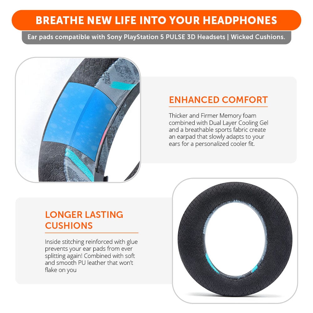 Wicked Cushions WC FreeZe Pulse 3D - Cooling Gel Earpads For PS5 Pulse 3D Headset