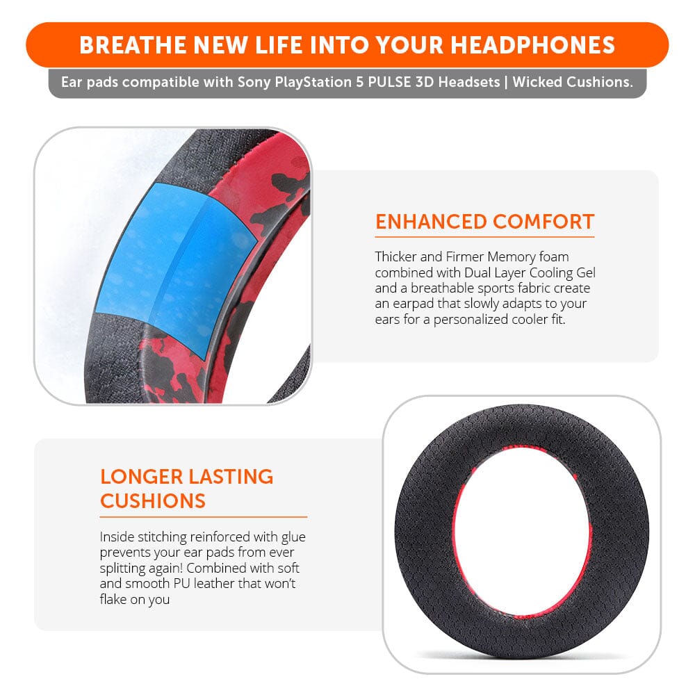 Wicked Cushions WC FreeZe Pulse 3D - Cooling Gel Earpads For PS5 Pulse 3D Headset