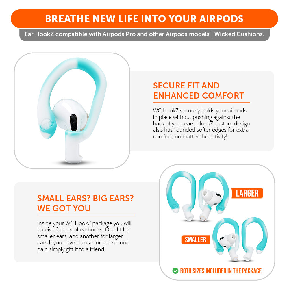 Wicked Cushions WC HookZ - Over Ear Hooks for Airpods Pro 1, 2 & Airpods 1, 2, 3