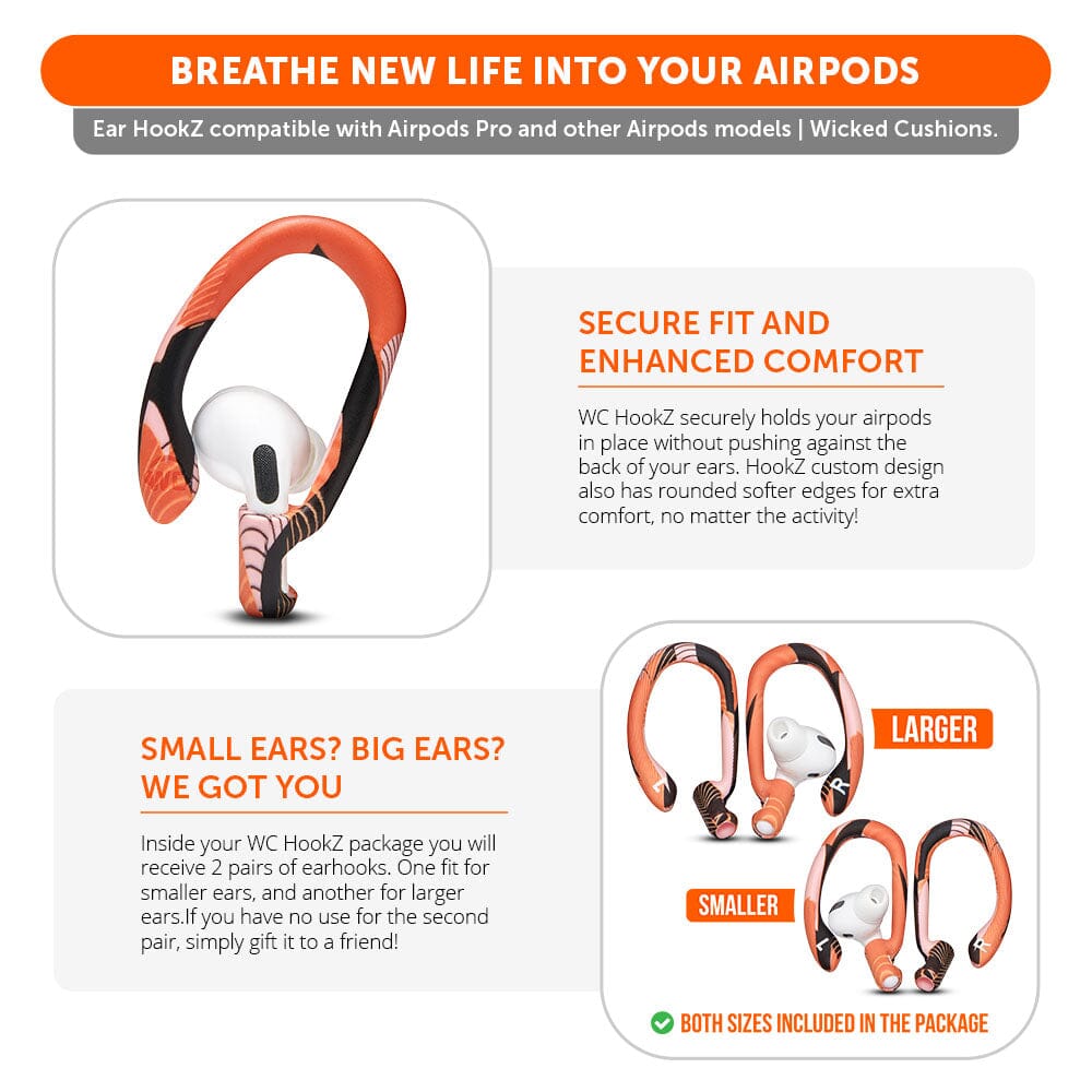 Wicked Cushions WC HookZ - Over Ear Hooks for Airpods Pro 1, 2 & Airpods 1, 2, 3
