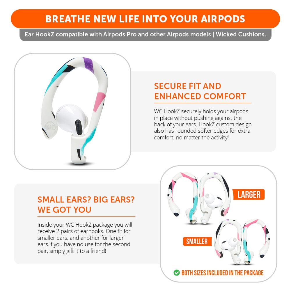 Wicked Cushions WC HookZ - Over Ear Hooks for Airpods Pro 1, 2 & Airpods 1, 2, 3
