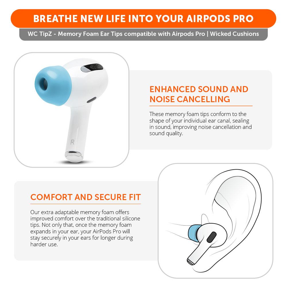 Wicked Cushions WC TipZ - Memory Foam Ear Tips for Airpods Pro & Airpods Pro 2
