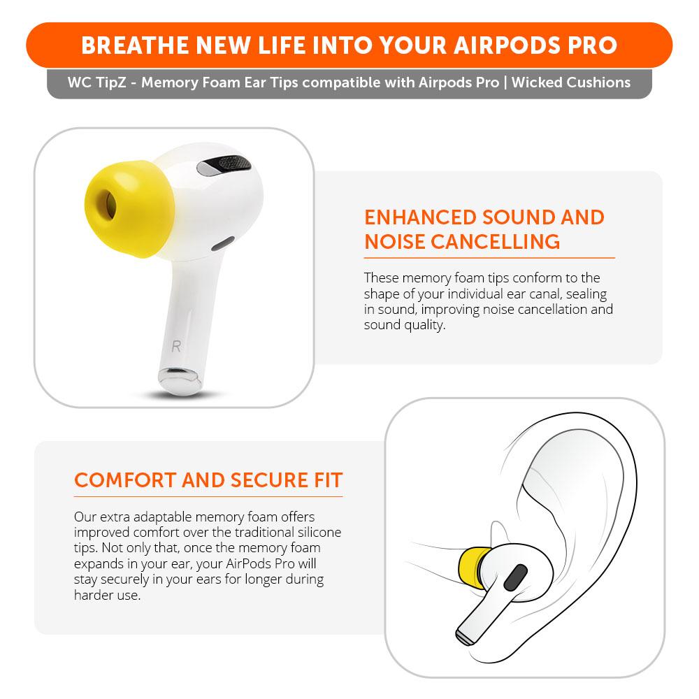 Wicked Cushions WC TipZ - Memory Foam Ear Tips for Airpods Pro & Airpods Pro 2