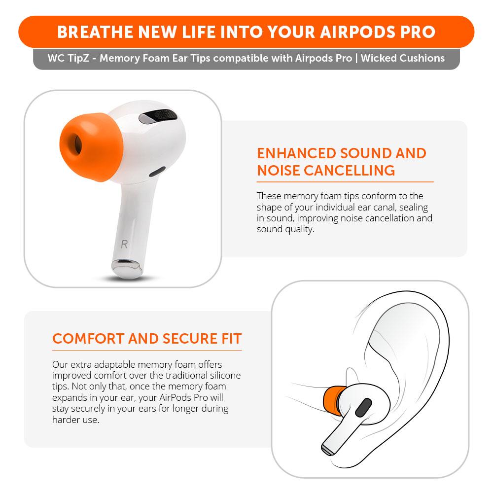 Wicked Cushions WC TipZ - Memory Foam Ear Tips for Airpods Pro & Airpods Pro 2