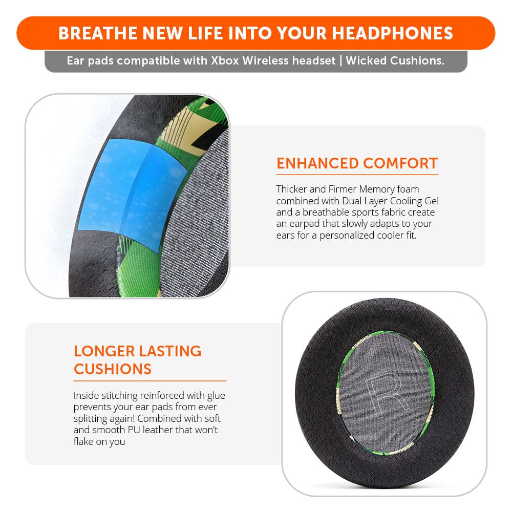 Wicked Cushions Xbox Wireless Gaming Headset Earpads - WC FreeZe Cooling Gel