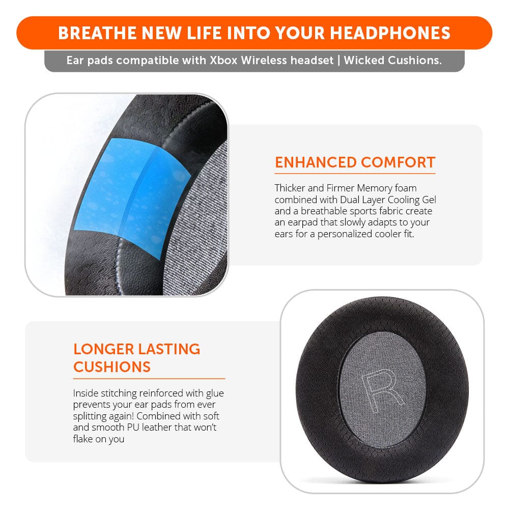Wicked Cushions Xbox Wireless Gaming Headset Earpads - WC FreeZe Cooling Gel